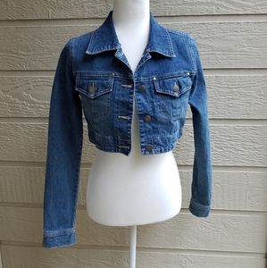 Street blues strech denim cropped jacket size M